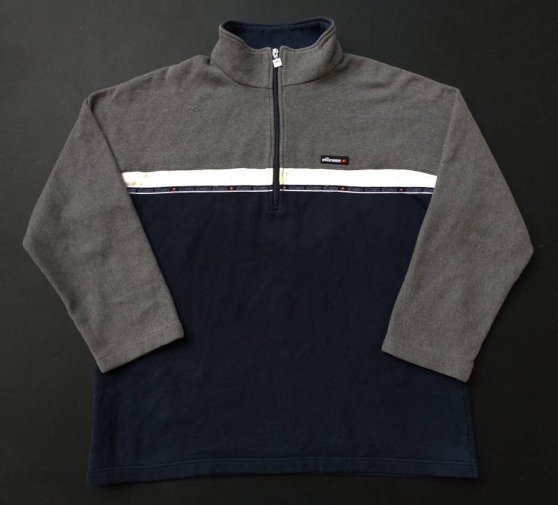 Ellesse Sweatshirt Großes Logo Streifen Spellout Navy Blau Selten Perugia von TheVintageGarment
