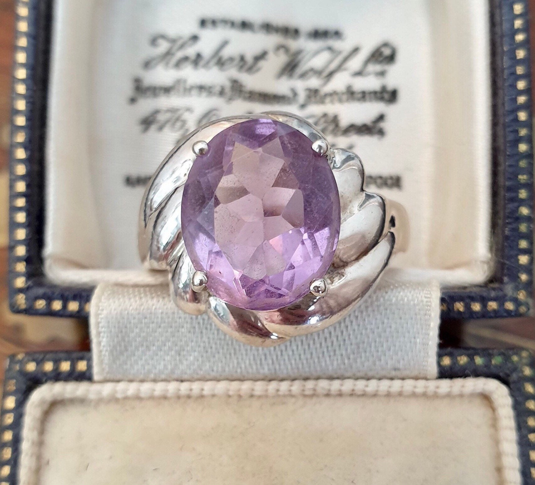 Vintage Amethyst Ring Größe M Silber Für Frauen Solitär Sterling Statement Besondere Geschenke Sie von TheVintageGemShop