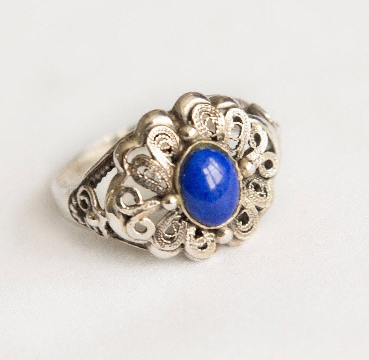 Vintage-Silberring Für Frauen, Lapislazuli-Ring, Statement-Ring, Großer Damenring, Geburtstagsgeschenk Frau, Vintage-Schmuck Sie von TheVintageGemShop