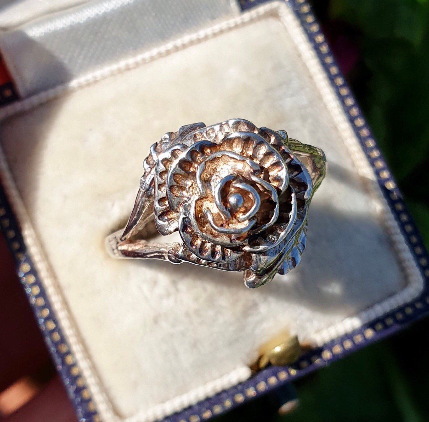 Vintage Silber Ring Größe V Blume Rose Schmuck Damen Groß Besondere Geschenke Für Sie Geschenk Frau von TheVintageGemShop