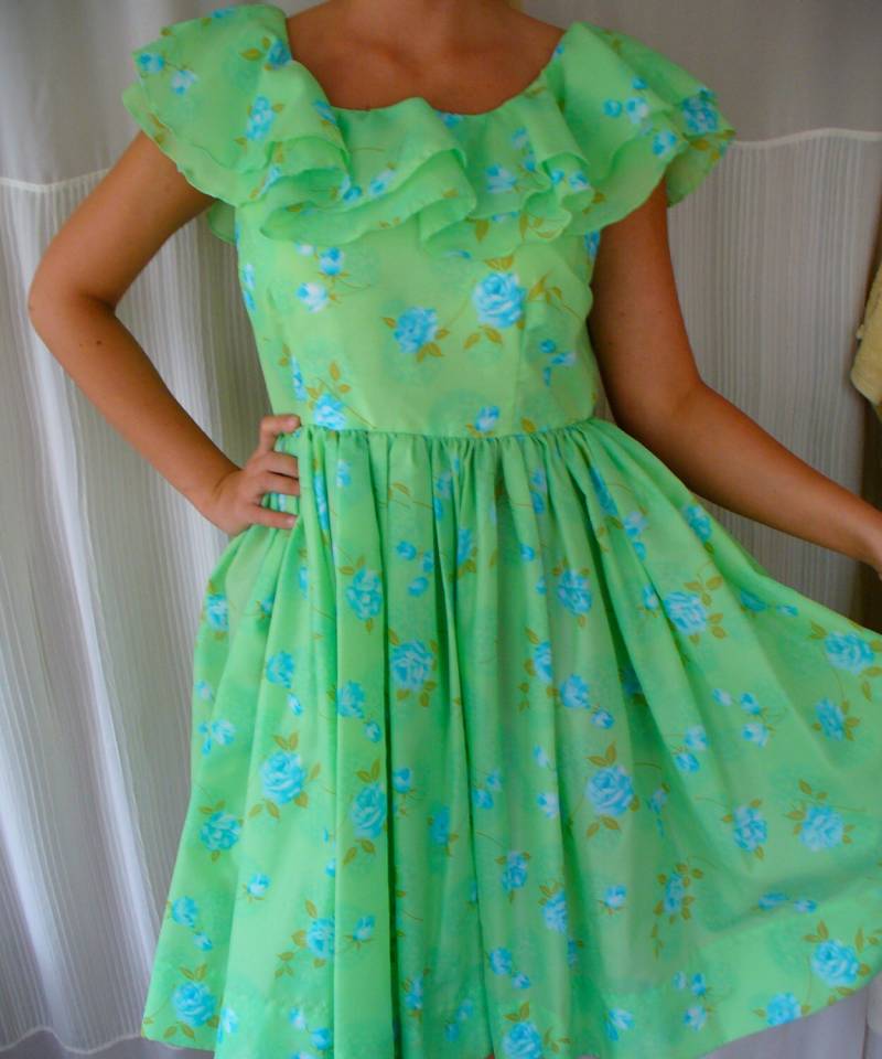 Vintage 1950Er 60Er Jahre Sandra Dee Heartthrob Lime Green Floral Crepe Chiffon Party Kleid Vintage 1950Er 60Er Jahre Sandra Dee Heartthrob Lime Green Floral Crepe Chiffon Party Kleid von TheVintageOMG