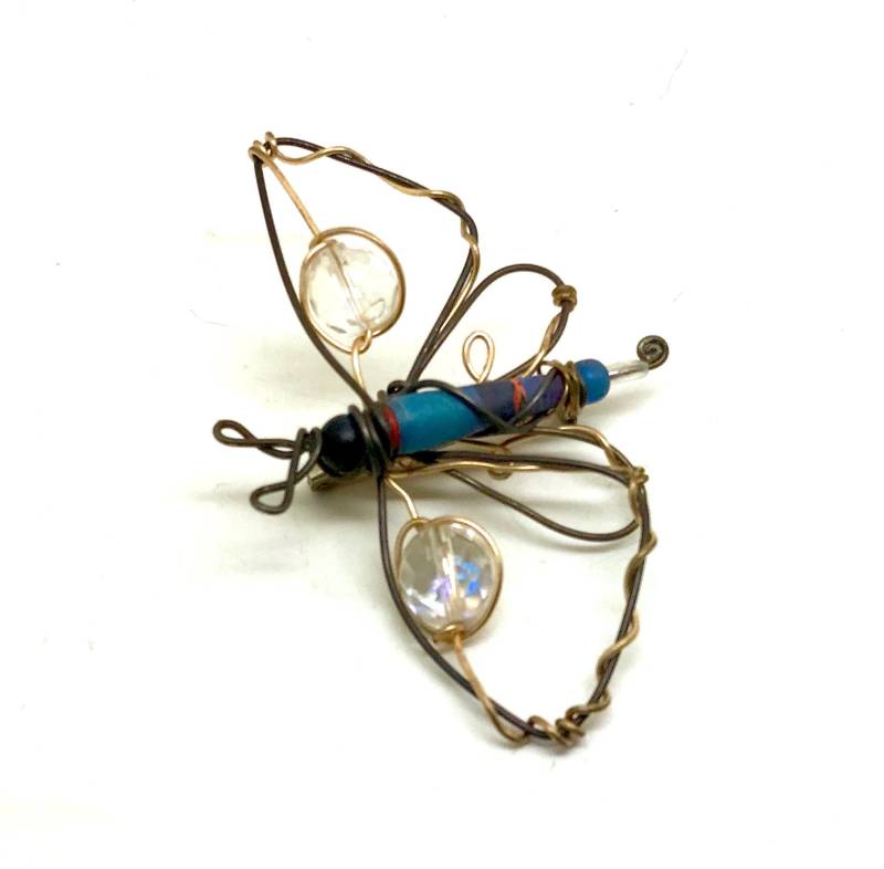 Ungewöhnliche Jahrgang Figurale Gebogenen Draht Schmetterling Brosche-Ton Zentrum Perle von TheVintagePinShop