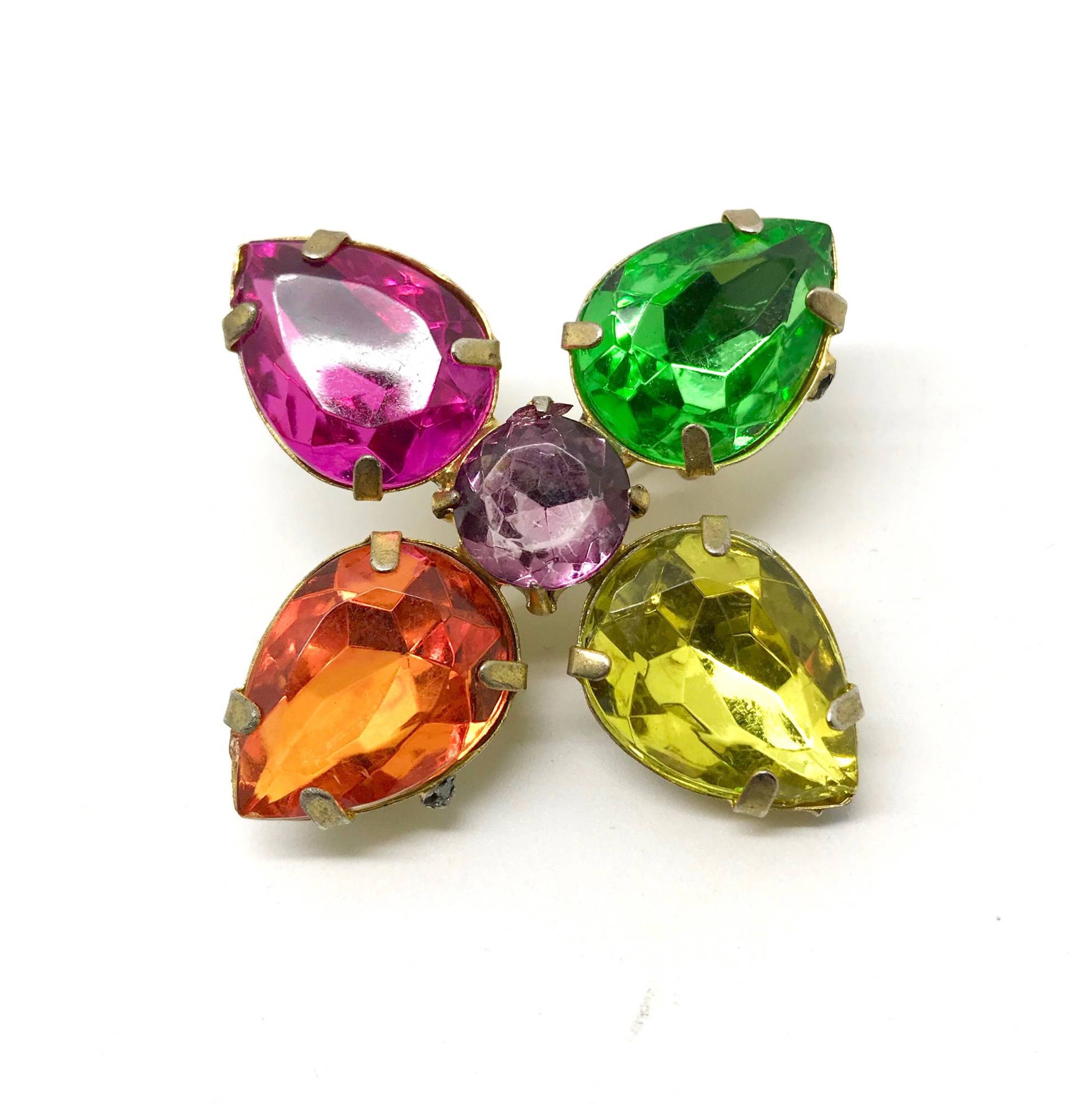 Vintage Multi Farbe Prong-Set Rhinestone | Kunststoff Brooch Vintage Multi Farbe Prong-Set Rhinestone | Kunststoff Brooch von TheVintagePinShop