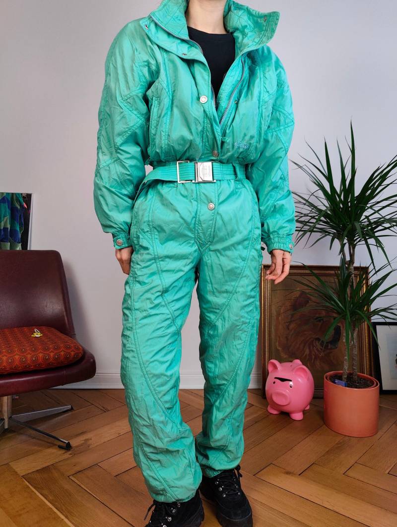 Vintage Ellesse Ski Anzug Snow Snowboard Winter Sport Strampelanzug Overall Türkis Mint Grün It44 De40 Us10 Eu S-M von TheVintageTakeaway