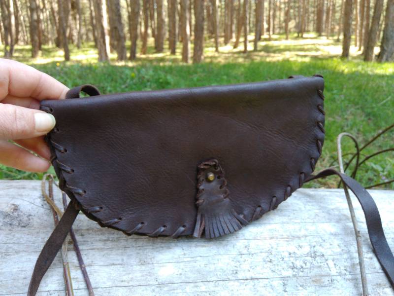 Vintage 70Er Jahre Leder Umhängetasche/Jahrgang Braun Geldbörse Clutch Bag von TheVintageTime