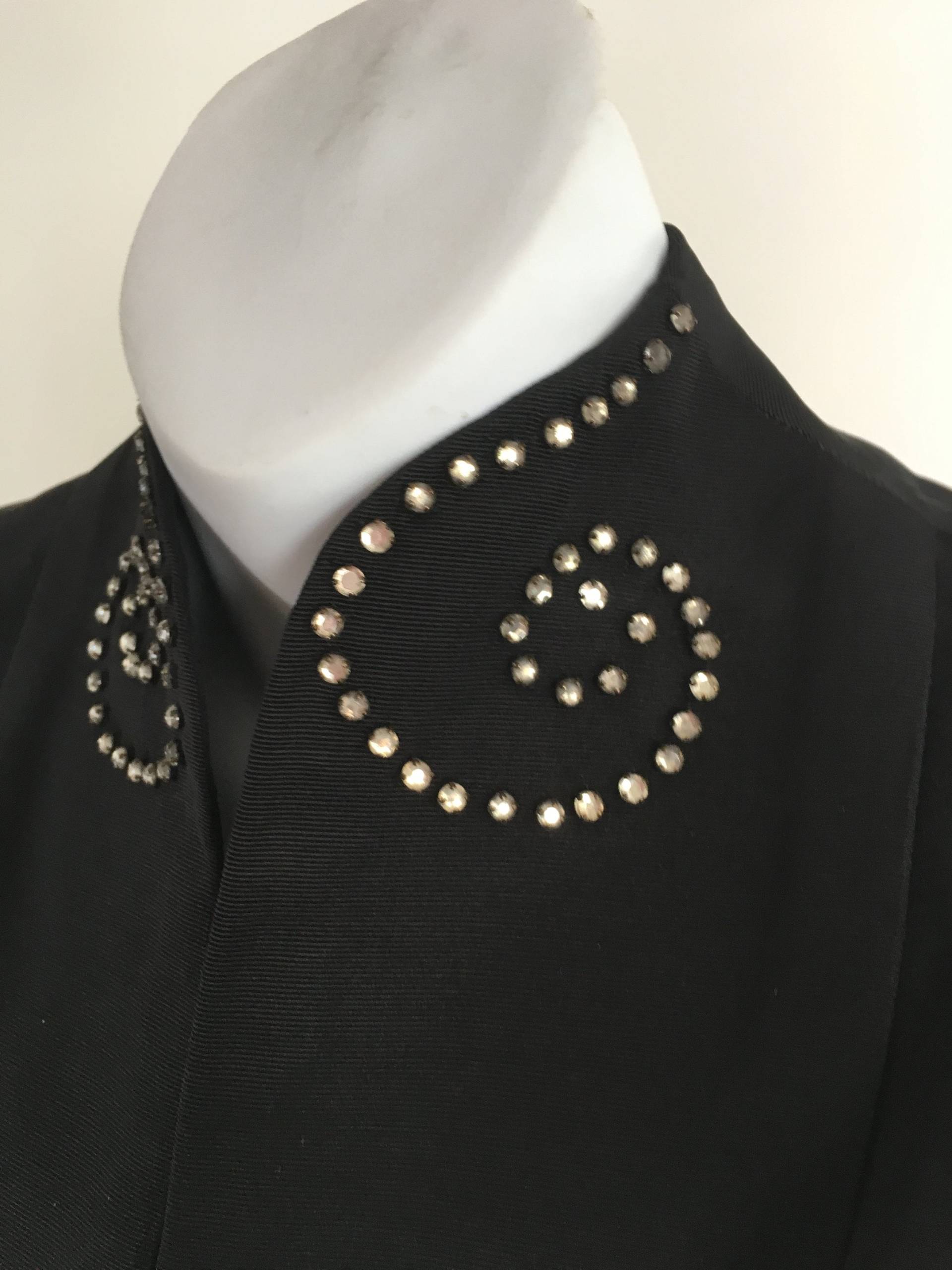 Jahrgang 1950, 1960 Schwarze Partykleid Mit Strass Bolero, Größe Xs von TheVintageVenusShop