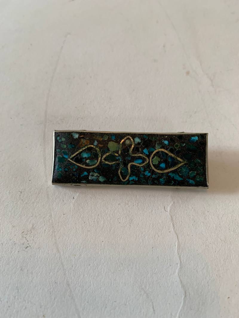 Jahrgang 1950 Silber Und Blau Stein Pin, Brosche Rechteck Bar von TheVintageVenusShop