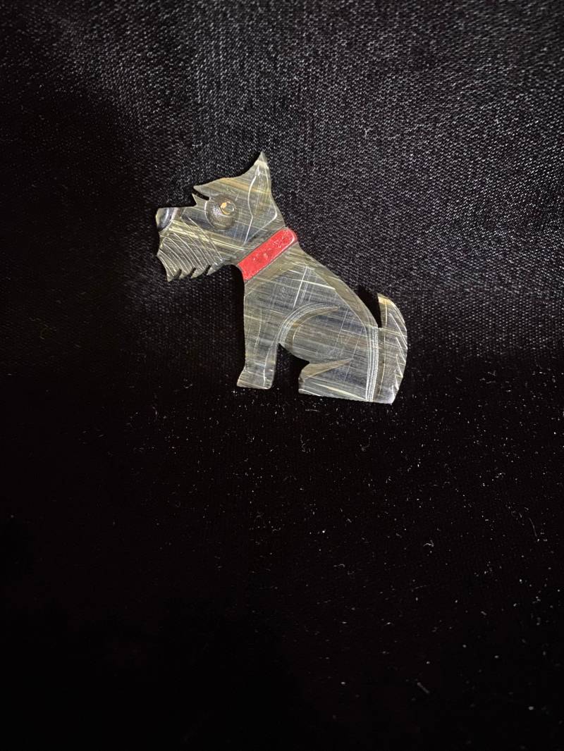 Vintage 1930 Grau Gestreiftzelluloid Scottie Hund Stift von TheVintageVenusShop