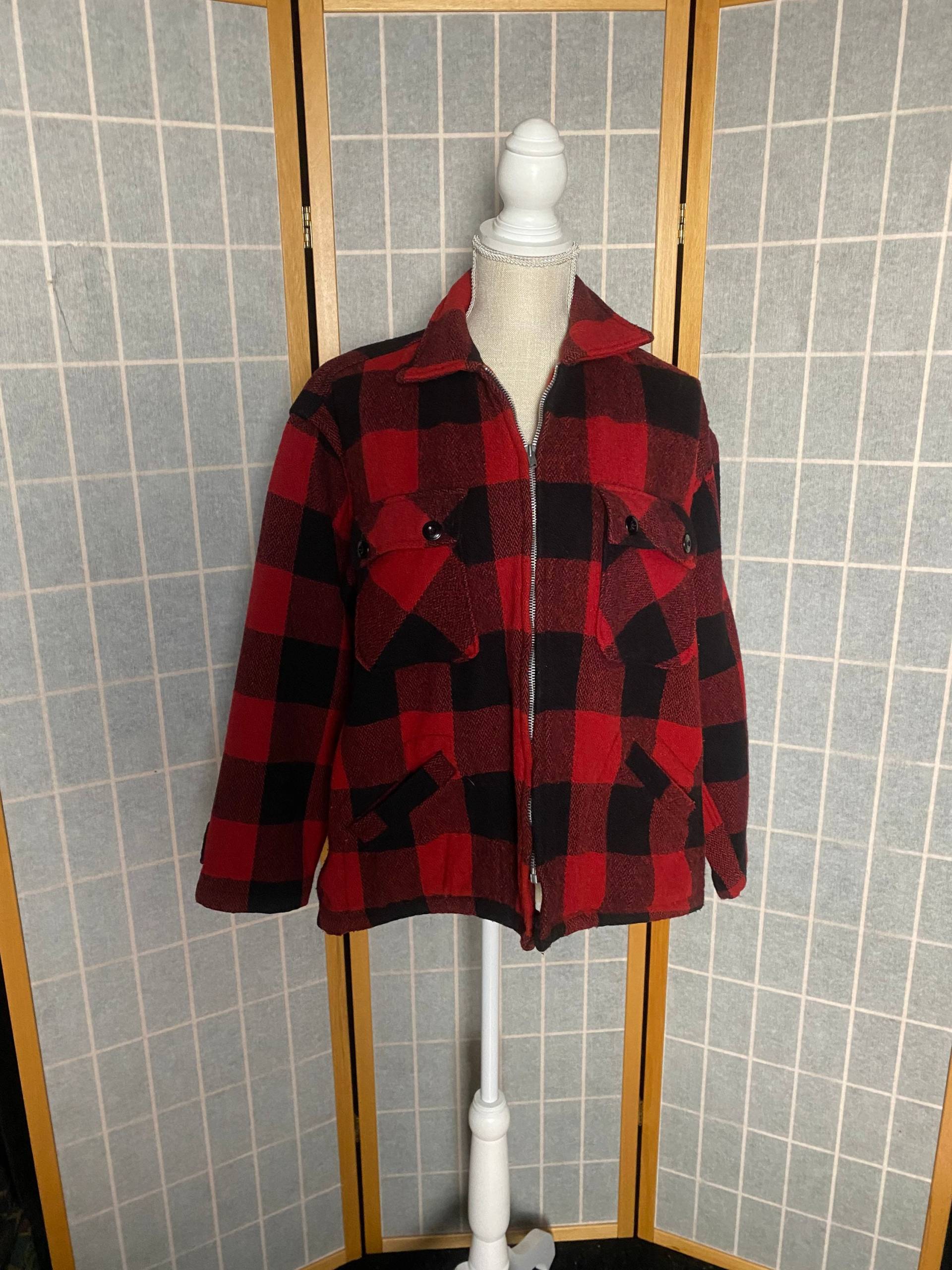 Vintage 1940Er Rot Und Schwarz Wolle King Kole Jacke, Größe Groß von TheVintageVenusShop