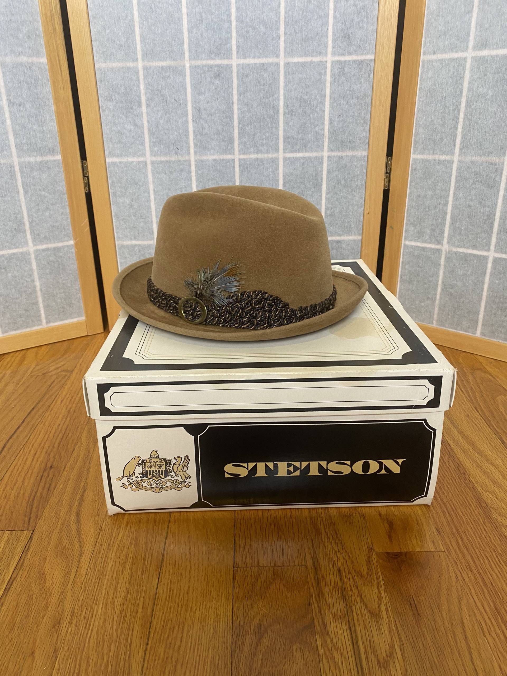 Vintage 1980Er Tan Stetson Hut Fedora, Jahre, Größe 7 1/8 von TheVintageVenusShop