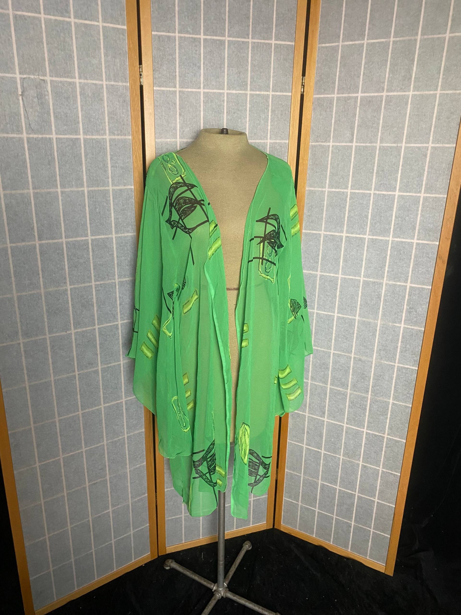 Vintage 1990Er Limetten Pur Purer Tunika Badeanzug Bezug Jacke, Größe 2x von TheVintageVenusShop