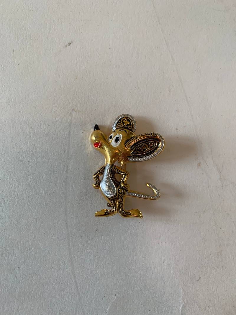 Vintage Gold Und Schwarz Süße Maus Pin Brosche von TheVintageVenusShop