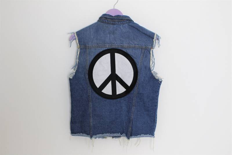 Herren Jeans Weste Bestickt Biker Highway Star Ärmellose Jeansjacke Blau Denim Country Western Kleine Größe von TheVintageVests