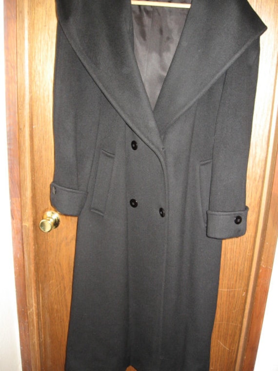 Forecaster Von Boston Made in Usa 100% Wolle Lange Kapuze Schalkragen Schwarzer Mantel Ausgezeichneter Vintage Zustand Größe 15/16 von TheVintagemints