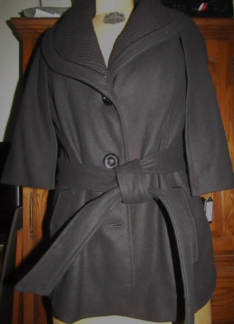 Guess ~ Cape Mantel Woll-Mix Schwarz Recycled Vintage Damen Gr. Xl von TheVintagemints