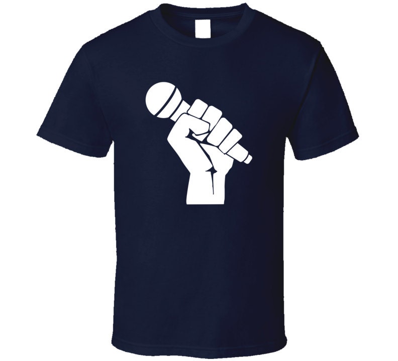 Kurzarm Unisex Herren T-Shirt Mikrofon in Hand Schaukeln Mic Faust Schwarz von TheVisibleImage