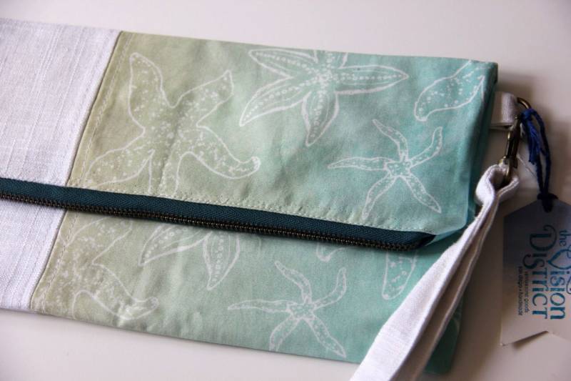 Blaue Aquarelle Seestern Fold-Over Clutch, Armband Geldbörse, San Diego Socal Leben Seesack von TheVisionDistrict