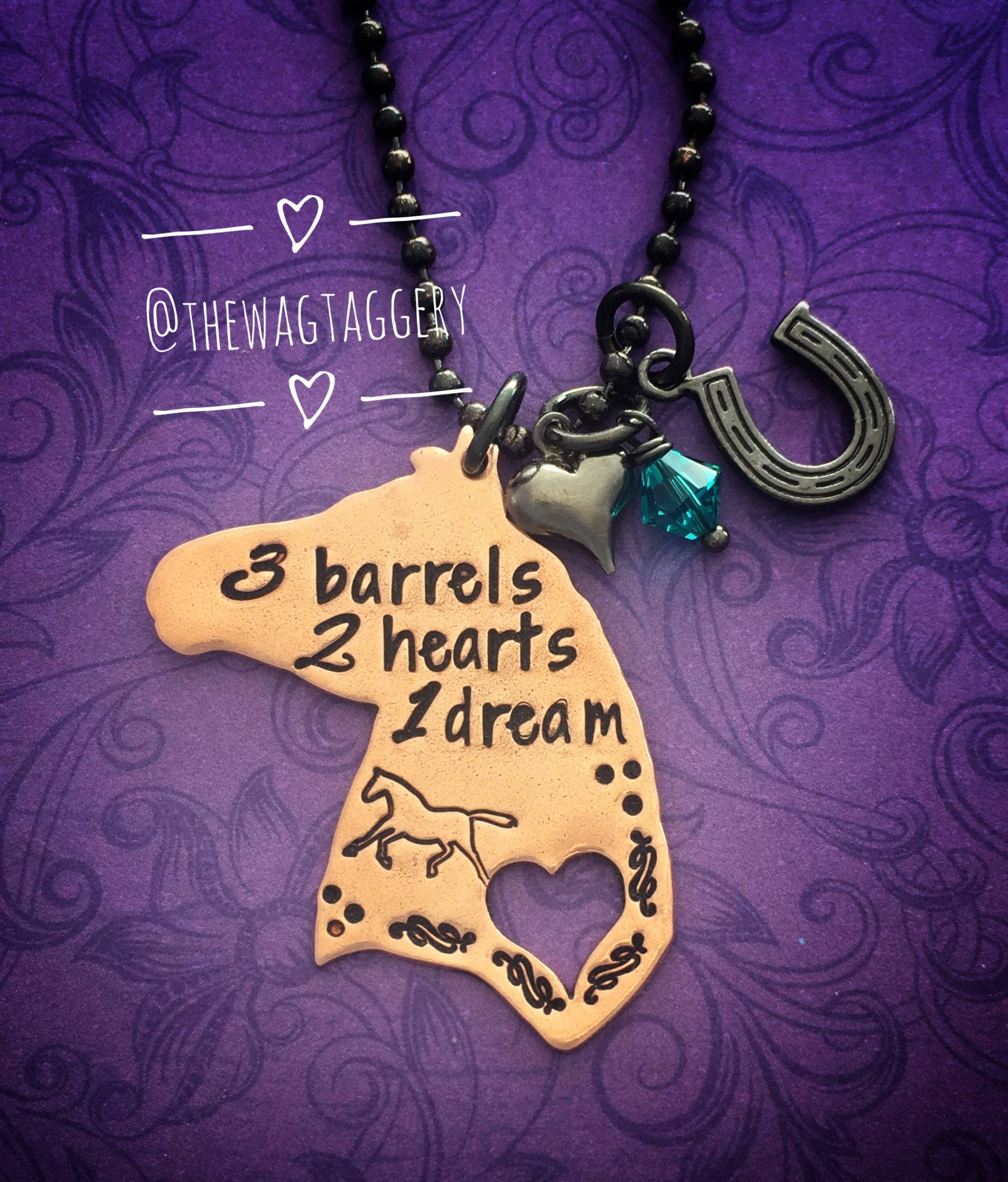 Hand Gestempelt Kupfer Pferd Halskette Barrel Racing Schmuck Hand Gestempelt Kupfer Pferd Halskette Barrel Racing Schmuck von TheWagTaggery