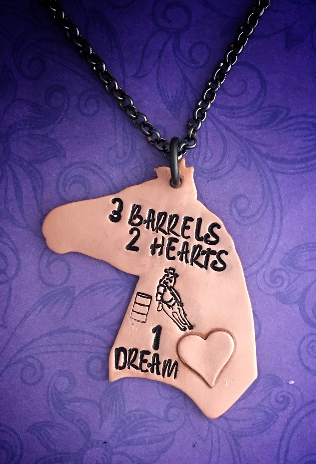 Hand Gestempelt Kupfer Pferd Halskette Barrel Racing Cowgirl Geschenk Hand Gestempelt Kupfer Pferd Halskette Barrel Racing Cowgirl Geschenk von TheWagTaggery