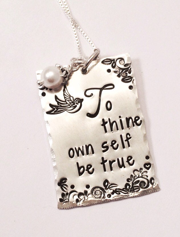 Handgestempelte Sterling Silber Halskette - To Your Own Self Be True Handgestempelte Sterling Silber Halskette - To Your Own Self Be True von TheWagTaggery