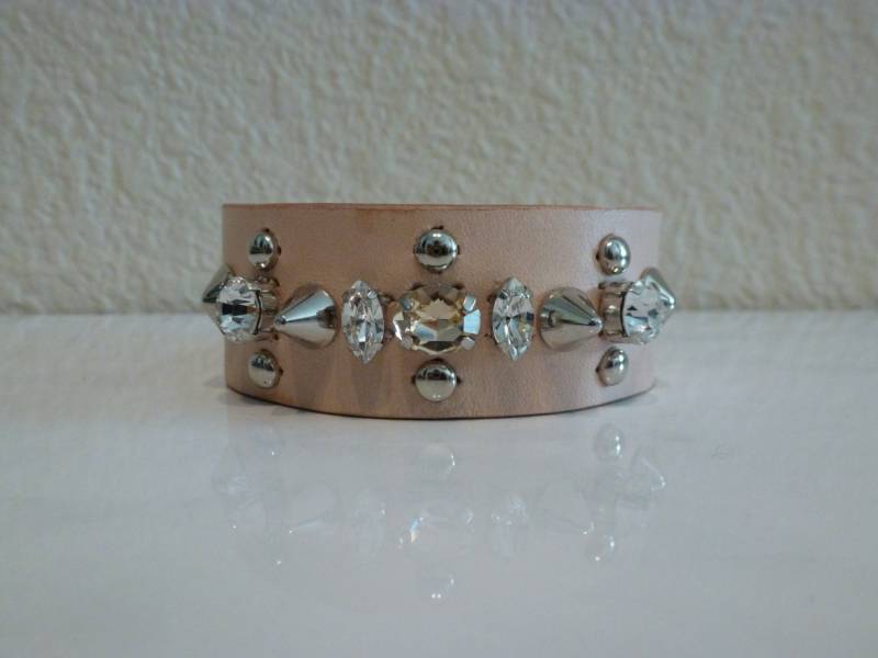 Naturleder Funkeln Und Spike Armband - 7"- 8" Inneren Umfang von TheWares