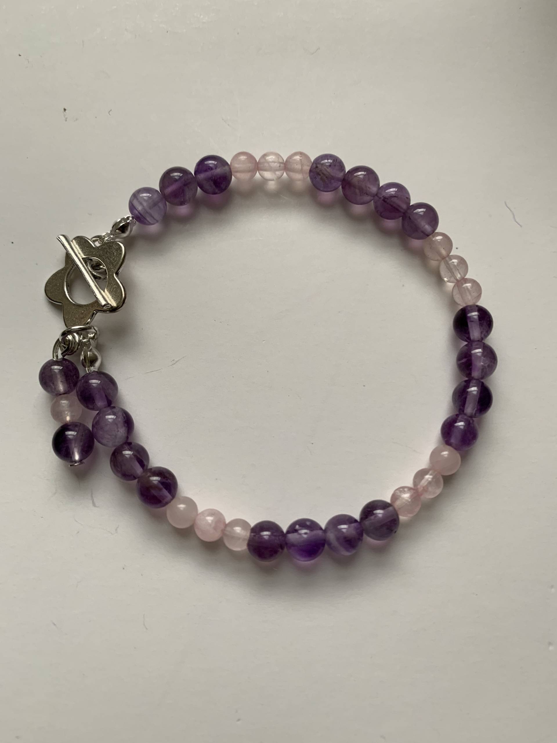 Rosenquarz Und Amethyst Handgemachtes Armband, Geschenk Zum Geburtstag, Hochzeitsschmuck Brautjungfern Geschenk, Jubiläumsgeschenk, Geschenkideen von TheWhiteTrading