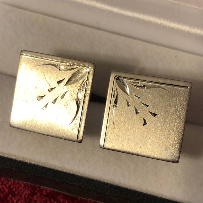 Mid-Century Anson Sterling Manschettenknöpfe Mit Diamantschliff Design 1960Er Jahre Mcm von TheWickedGarden