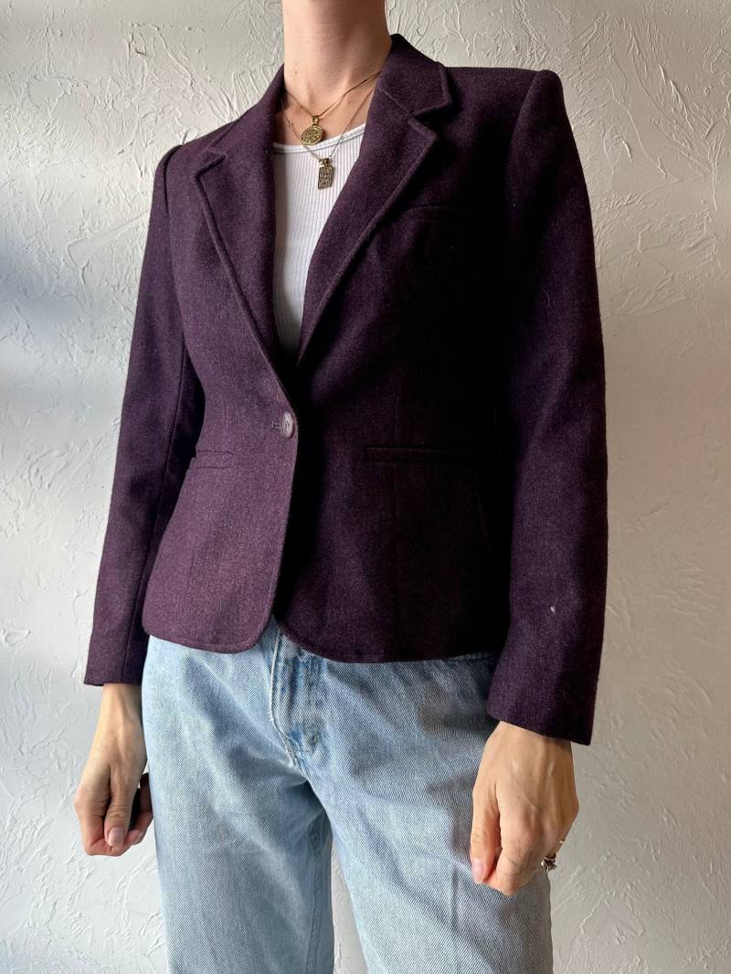 70Er 80Er Jahre "Evan Picone' Lila Strick Blazer Jacke/Union Made Small von TheWildHoneyShop