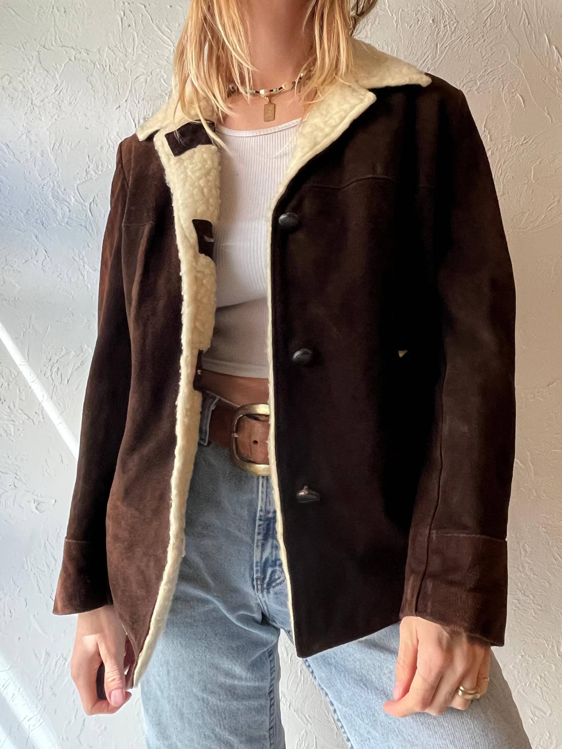70Er Jahre Braune Wildleder Shearling Gefütterte Jacke/Small von TheWildHoneyShop