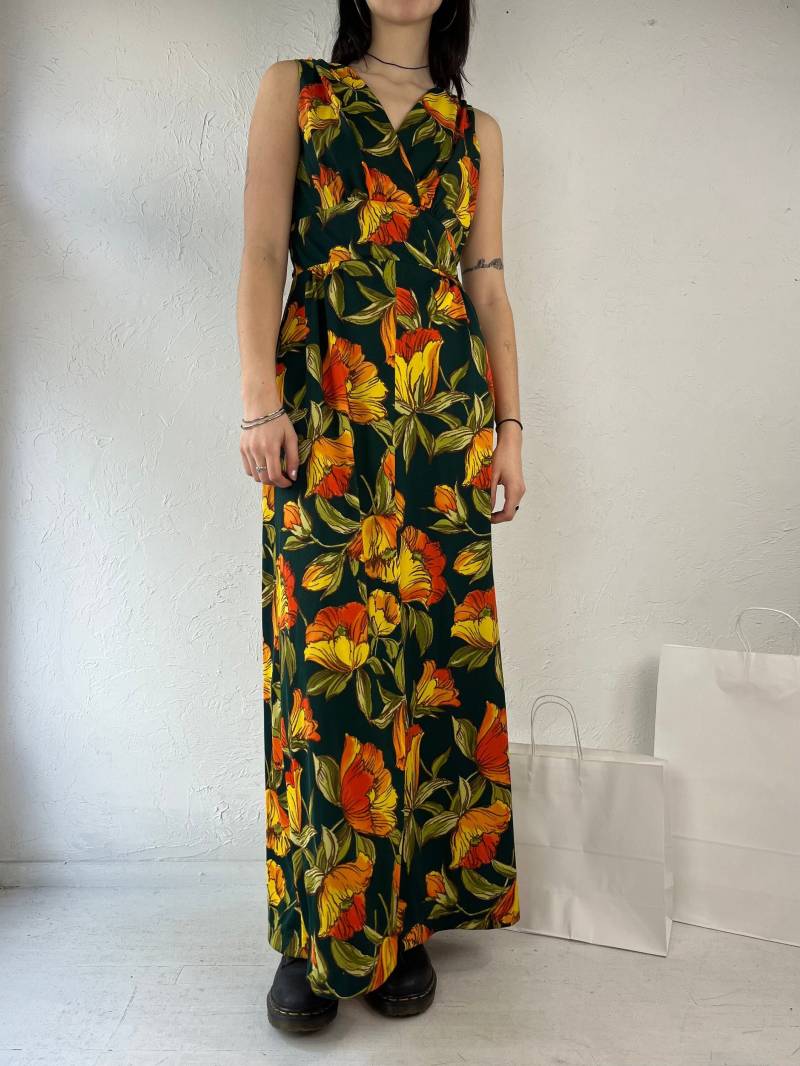 70Er Jahre "Gina Rinaldi' Floral Print Maxi Kleid/Small von TheWildHoneyShop