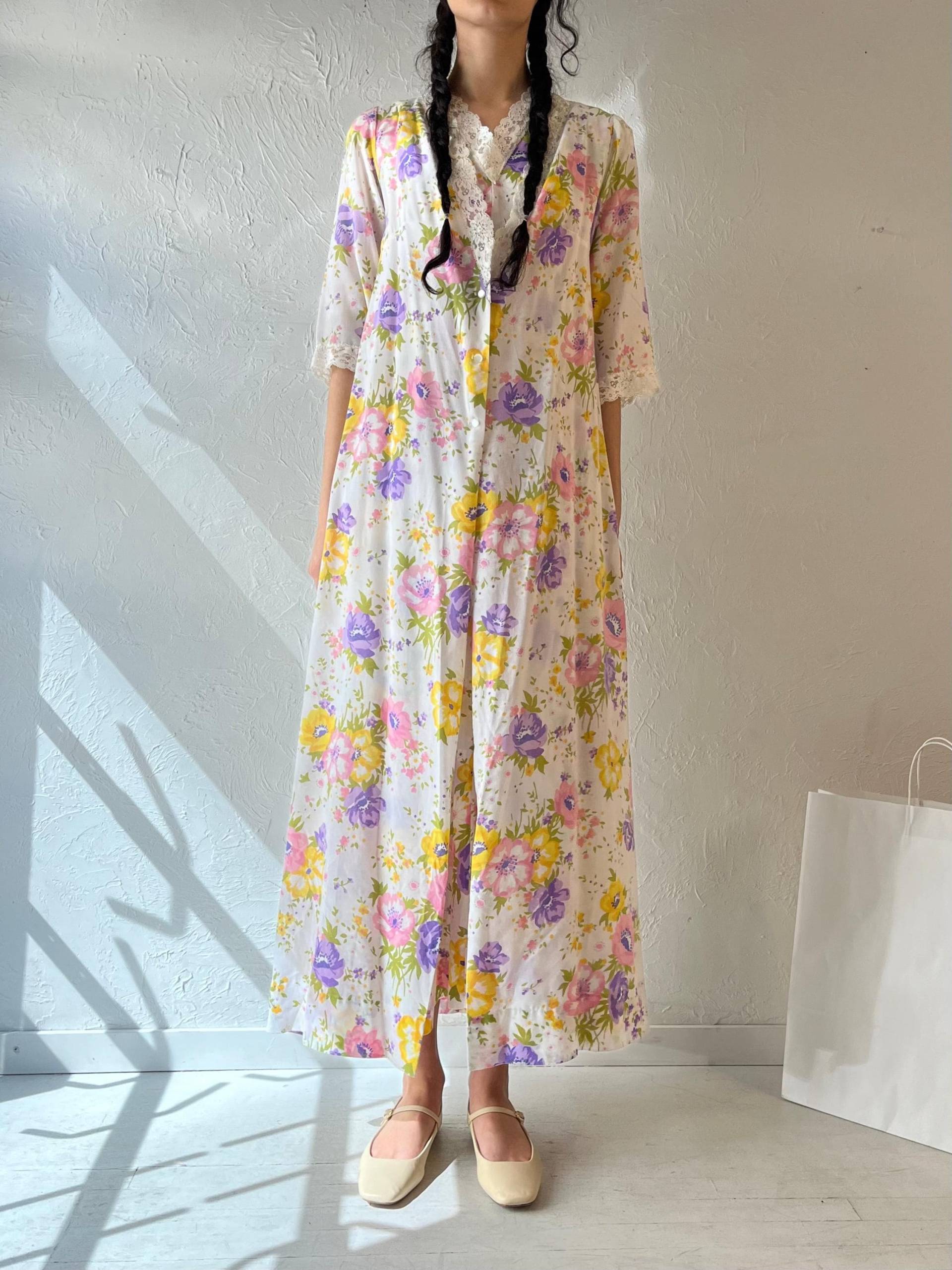 70Er Jahre "Le Voys' Florales Nachtkleid Und Robe Set/Small - Medium von TheWildHoneyShop