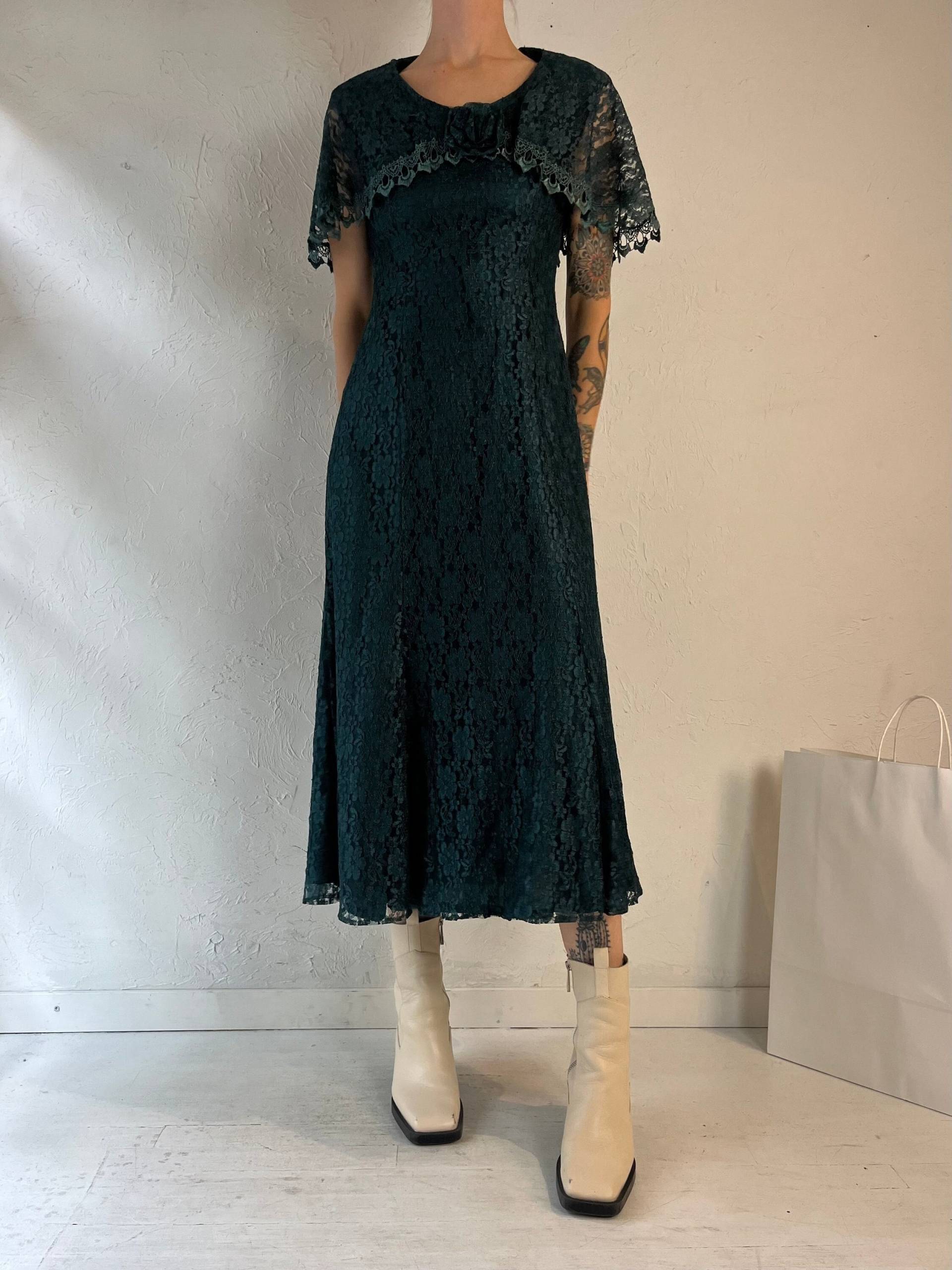 70Er "Nu Mode' Grünes Spitzenkleid/Small von TheWildHoneyShop