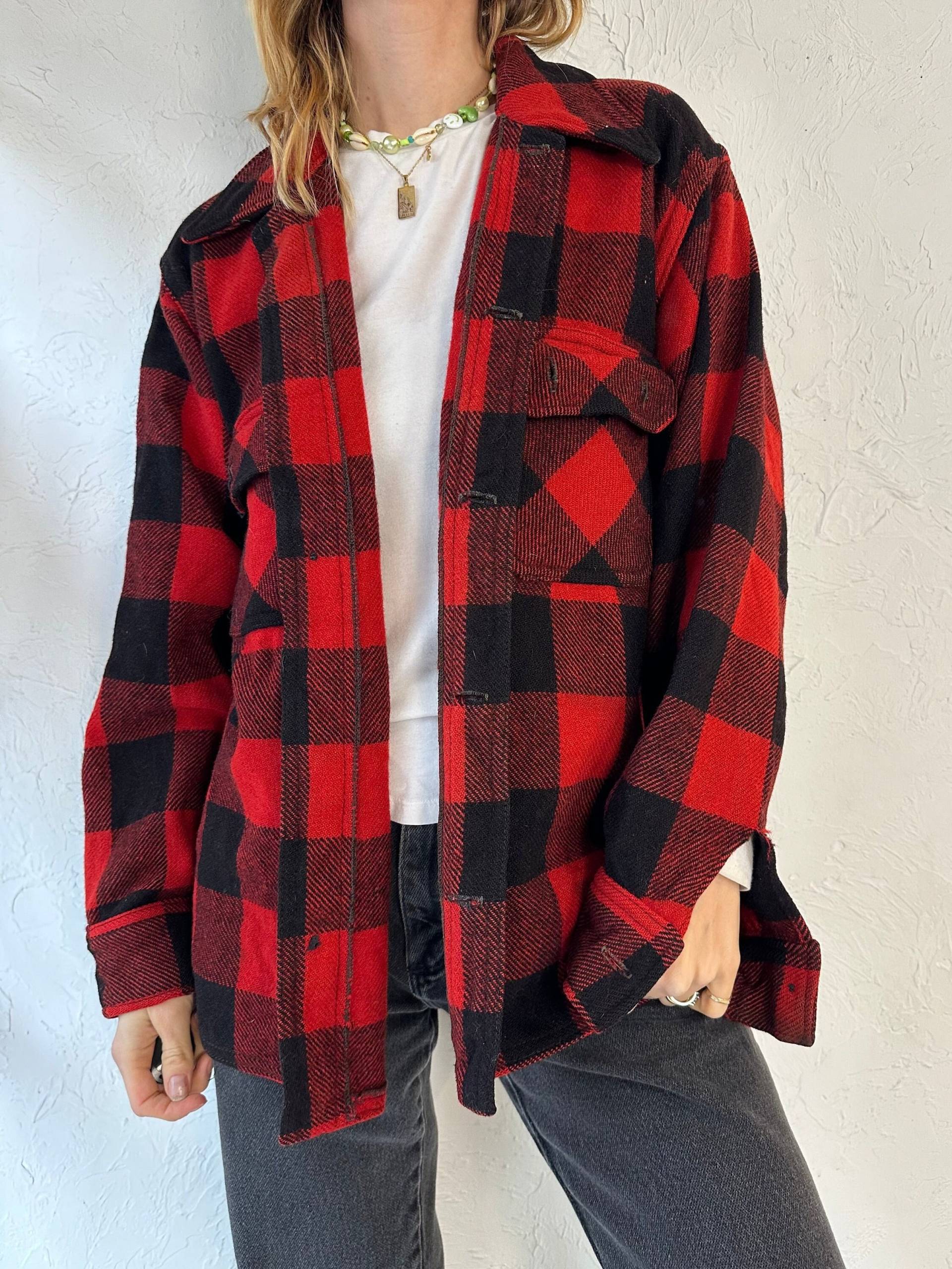 70S "Bemidji' Rot Wolle Kariertes Flanell Hemd/Medium von TheWildHoneyShop