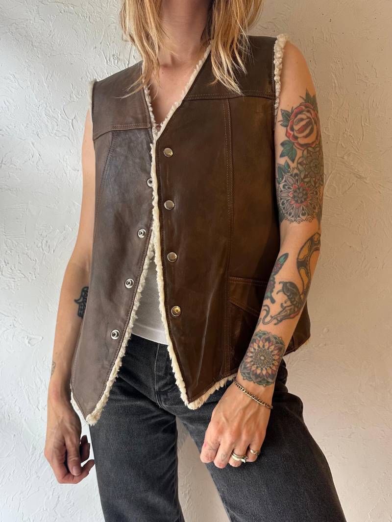 70S Braune Lederweste/Large von TheWildHoneyShop