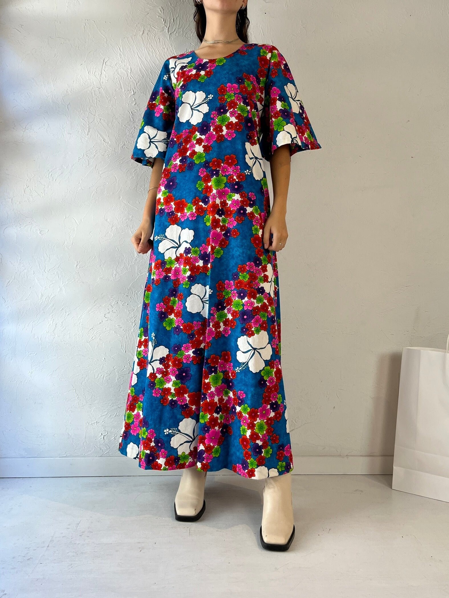 70S "Hilo Hattie' Maxikleid Aus Baumwolle Mit Blumenmuster/Medium von TheWildHoneyShop