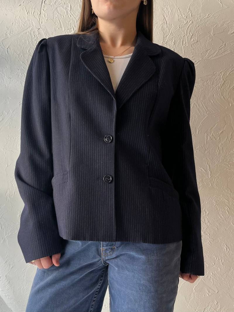70S "Sears' Marine Blaue Nadelstreifen Wolle Blazer Jacke/Union Made Medium von TheWildHoneyShop