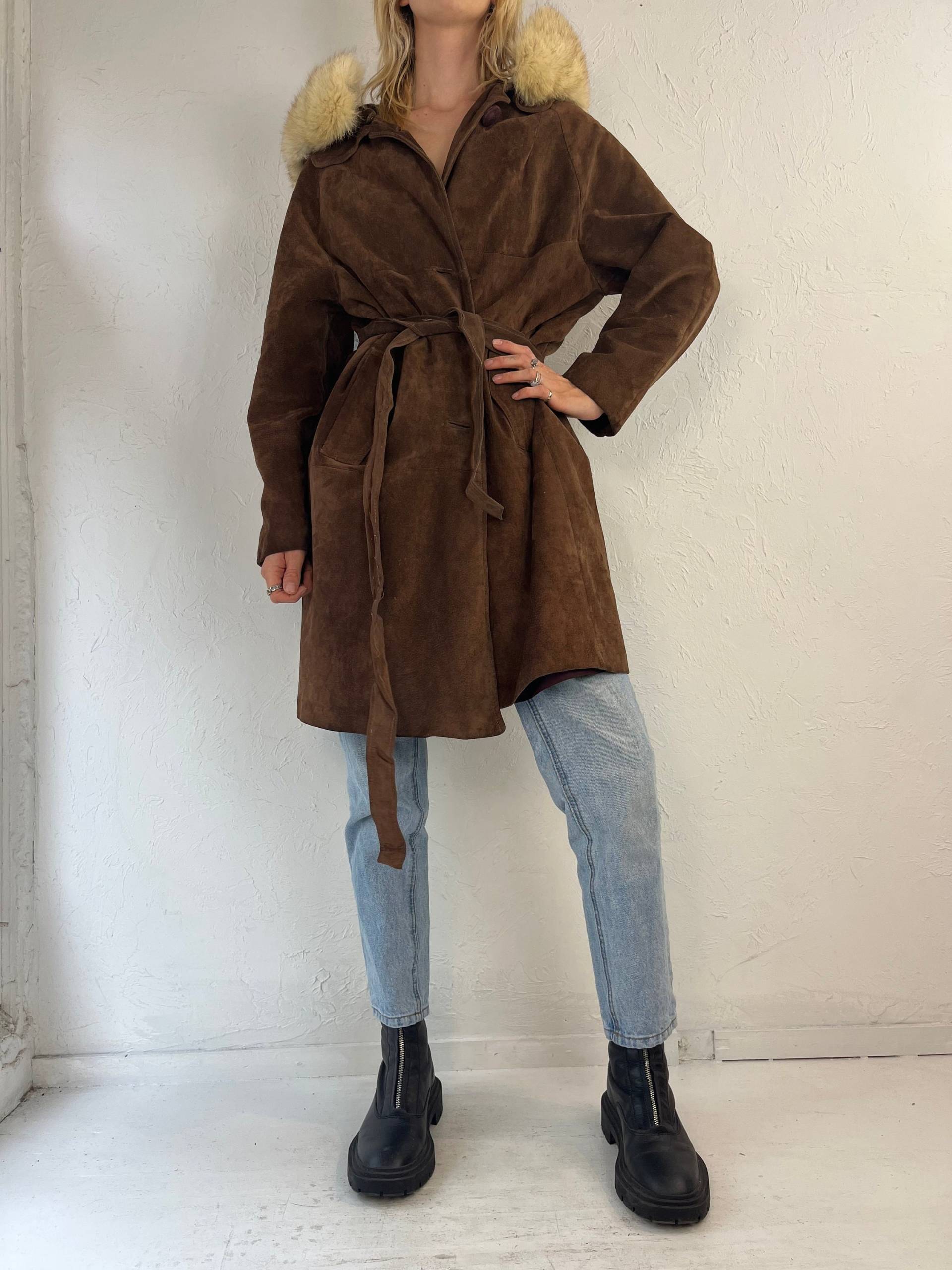 80Er Jahre Brauner Wildleder Parka Mantel/ Medium von TheWildHoneyShop