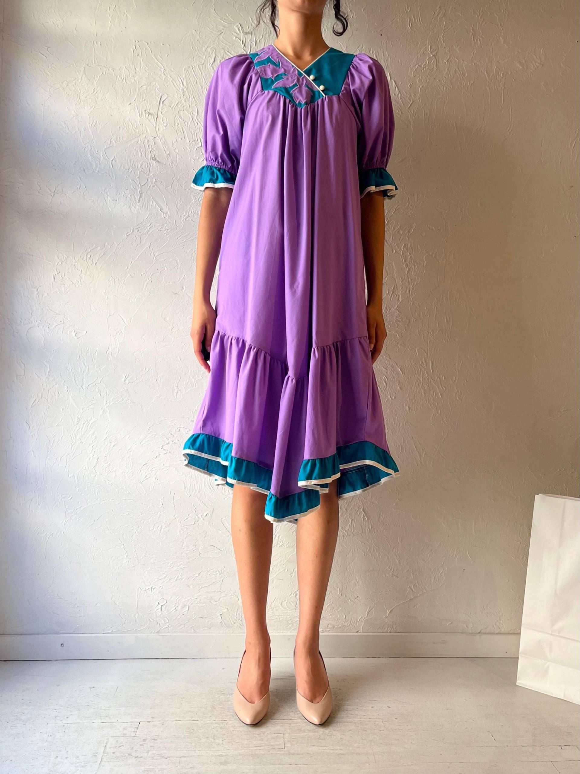 80Er Jahre "Carol Bennet' Lila Zweifarbiges Kleid von TheWildHoneyShop