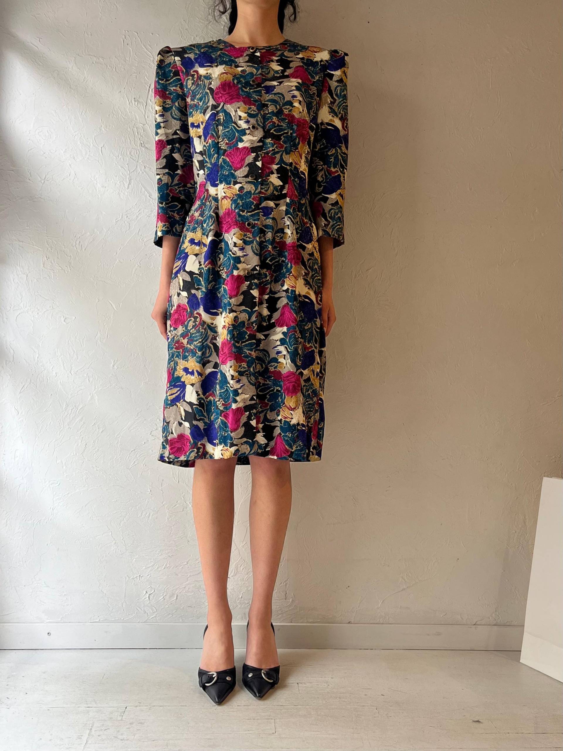 80Er Jahre "Cj Selektions' Geblümtes Midi Kleid/Large von TheWildHoneyShop