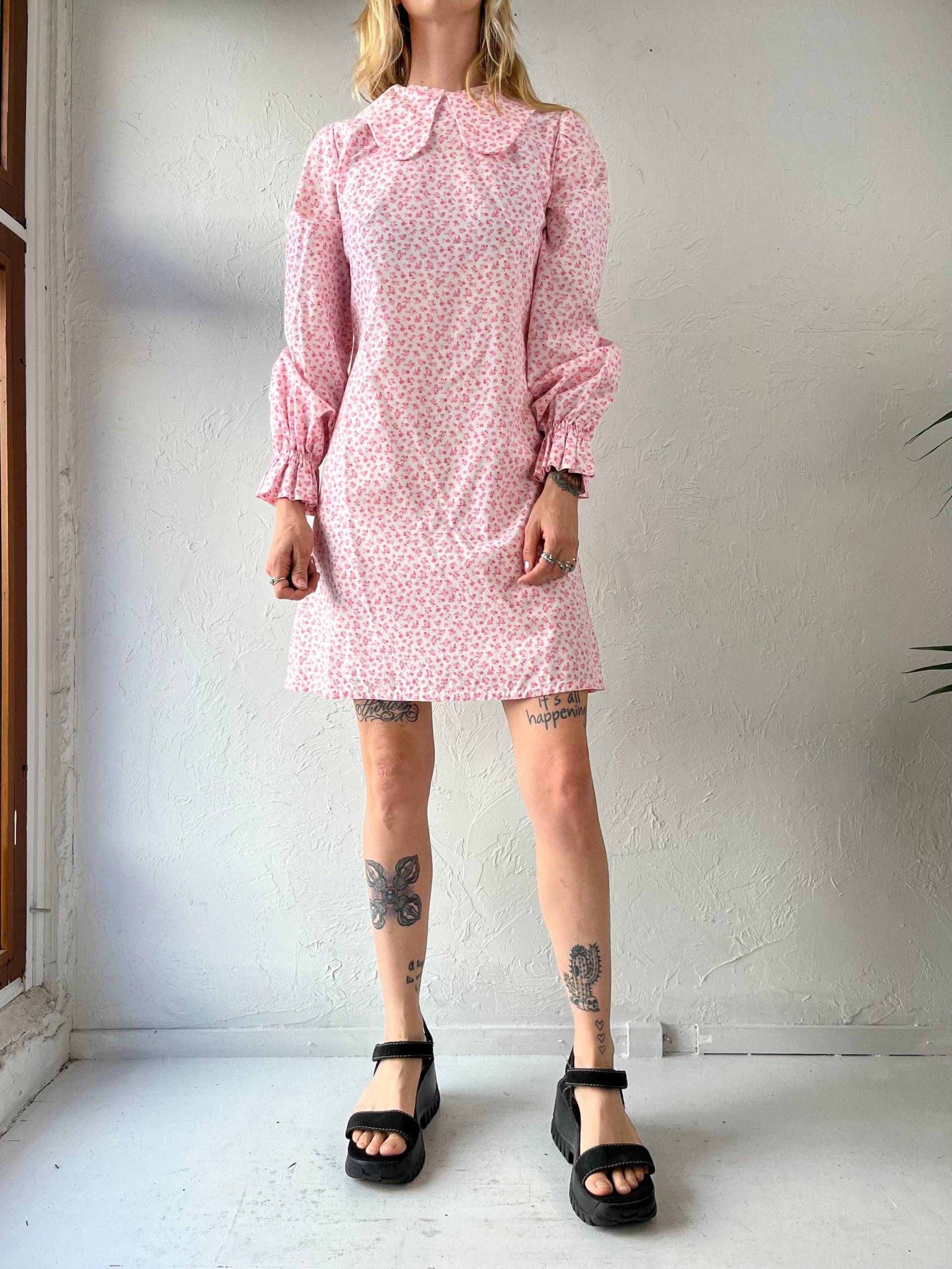 80Er Jahre Pink Floral Print Cottage Kern Midi Kleid/Small von TheWildHoneyShop