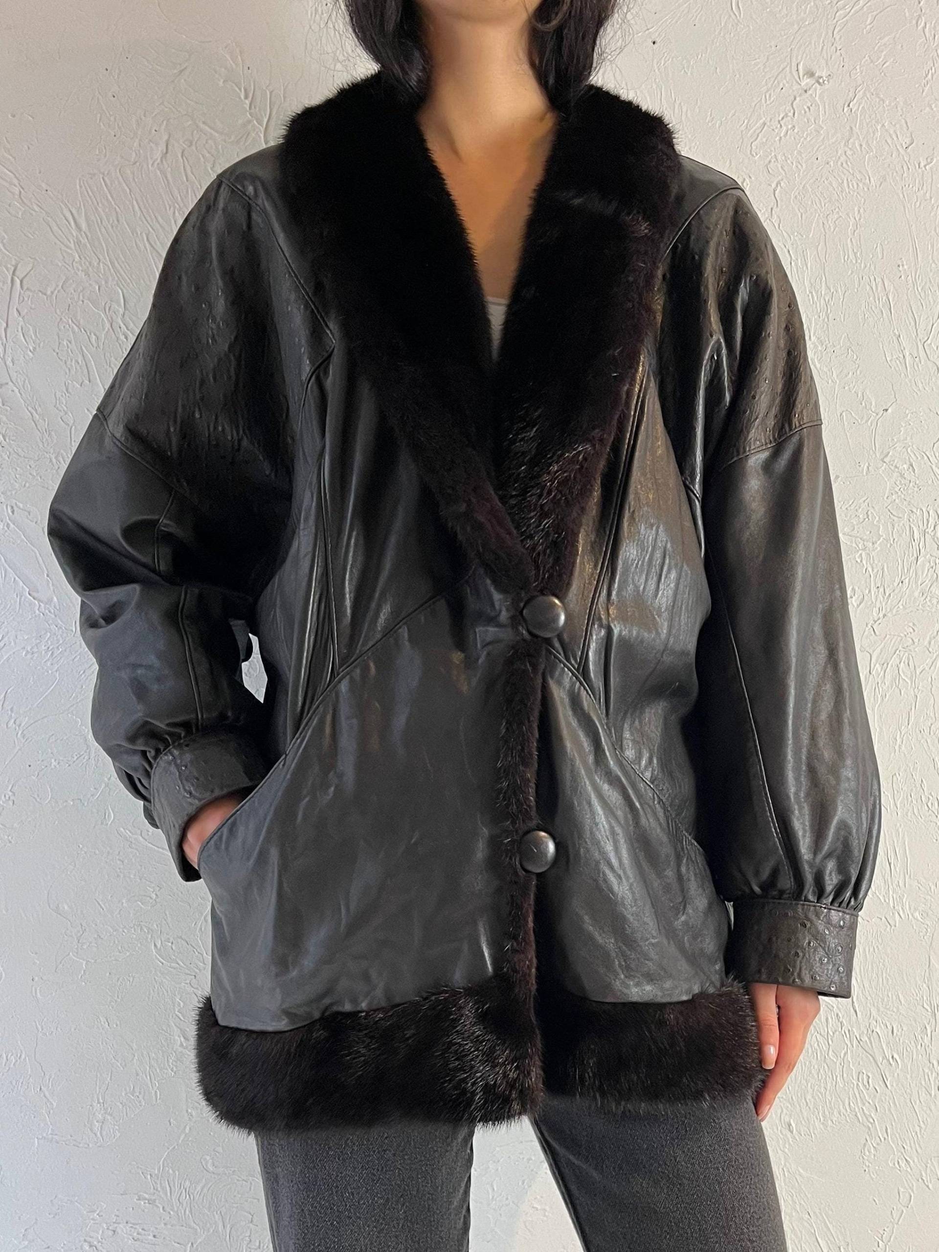 80Er Jahre Schwarze Lederjacke/Medium von TheWildHoneyShop