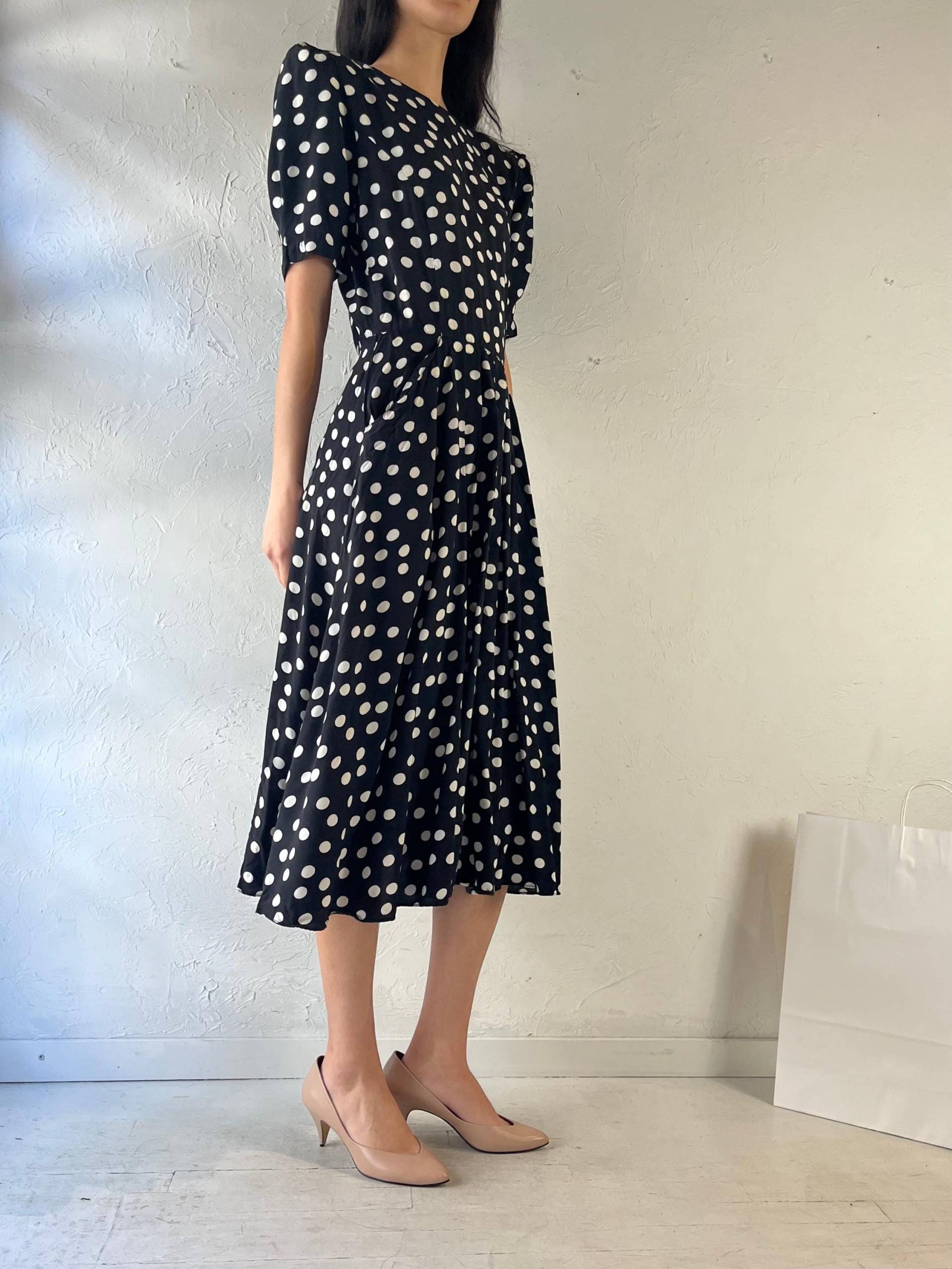 80Er Jahre Schwarzes Polka Dot Kleid/Small - Medium von TheWildHoneyShop