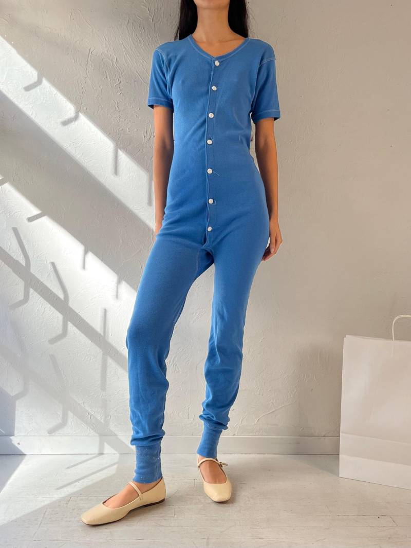 80Er Jahre "Sears' Blauer Strick Onesie/Medium von TheWildHoneyShop