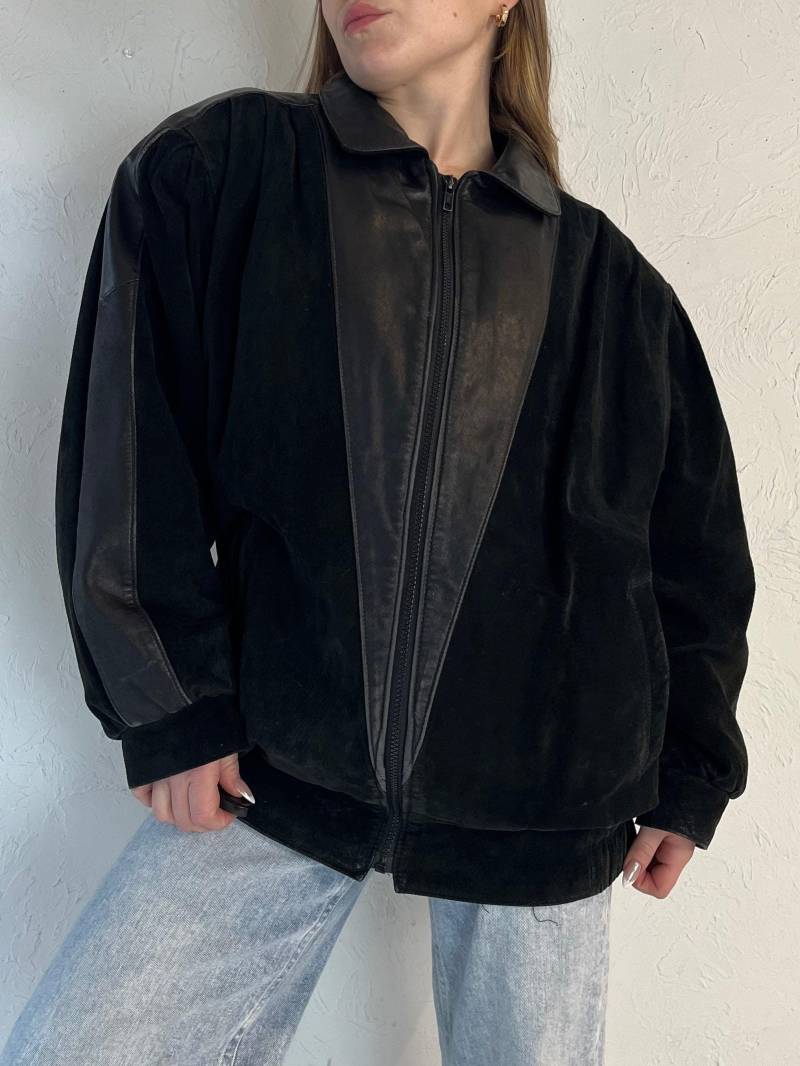 80Er Jahre "Western Furs' Schwarze Lederjacke/Medium von TheWildHoneyShop