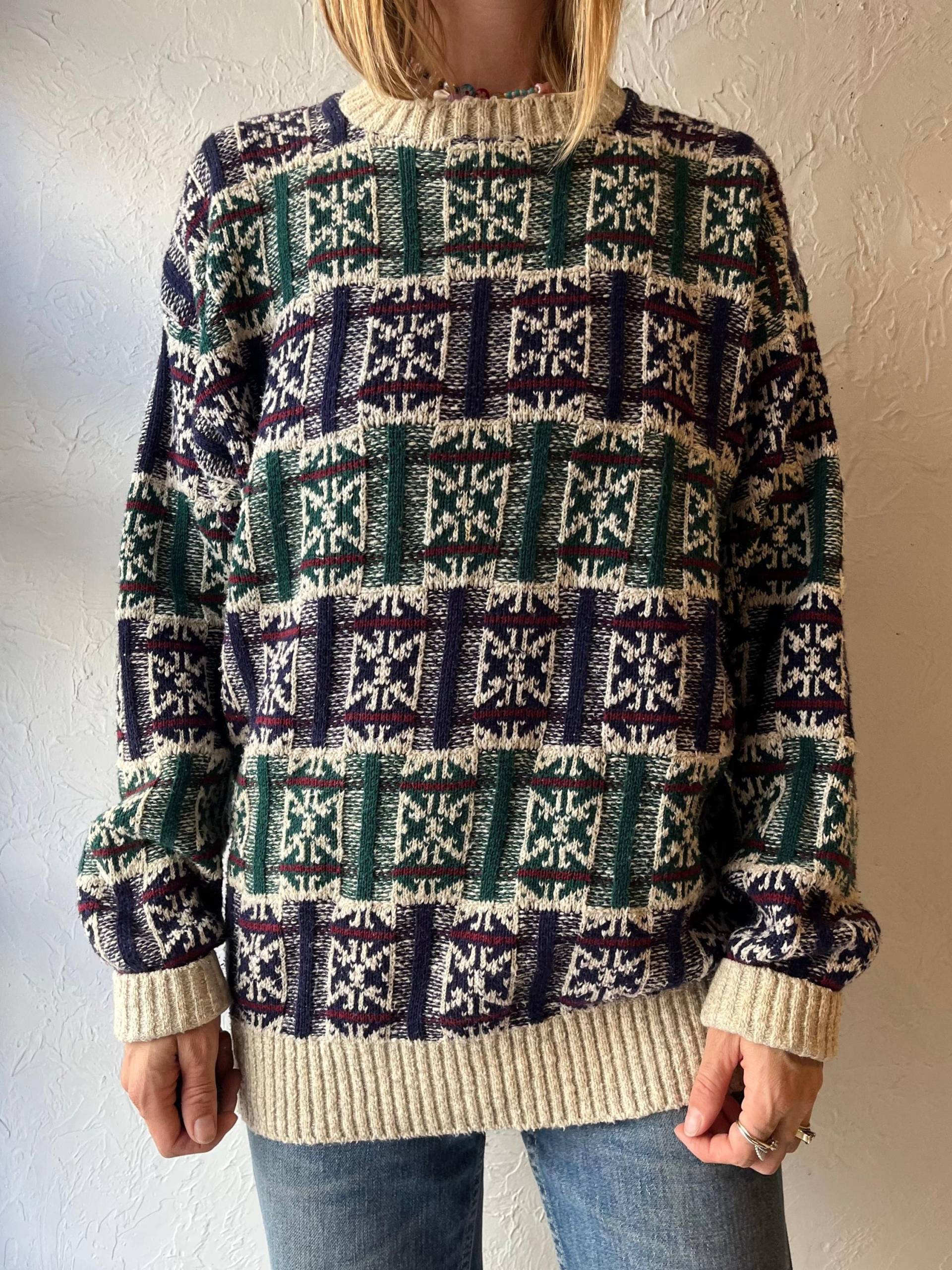 80Er "Lord Jeff' Cotton Knot Sweater/Large von TheWildHoneyShop