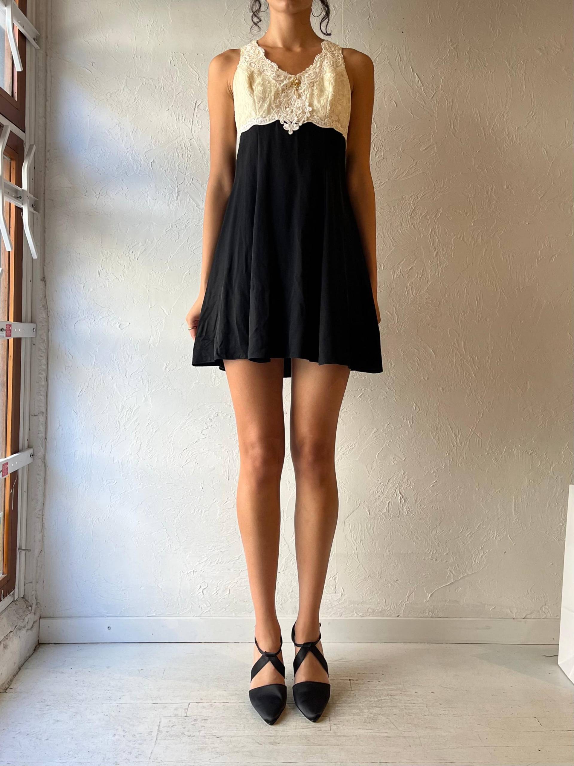 80Er "Nu Mode' Schwarzes Spitze Formelles Mini Kleid/Small von TheWildHoneyShop