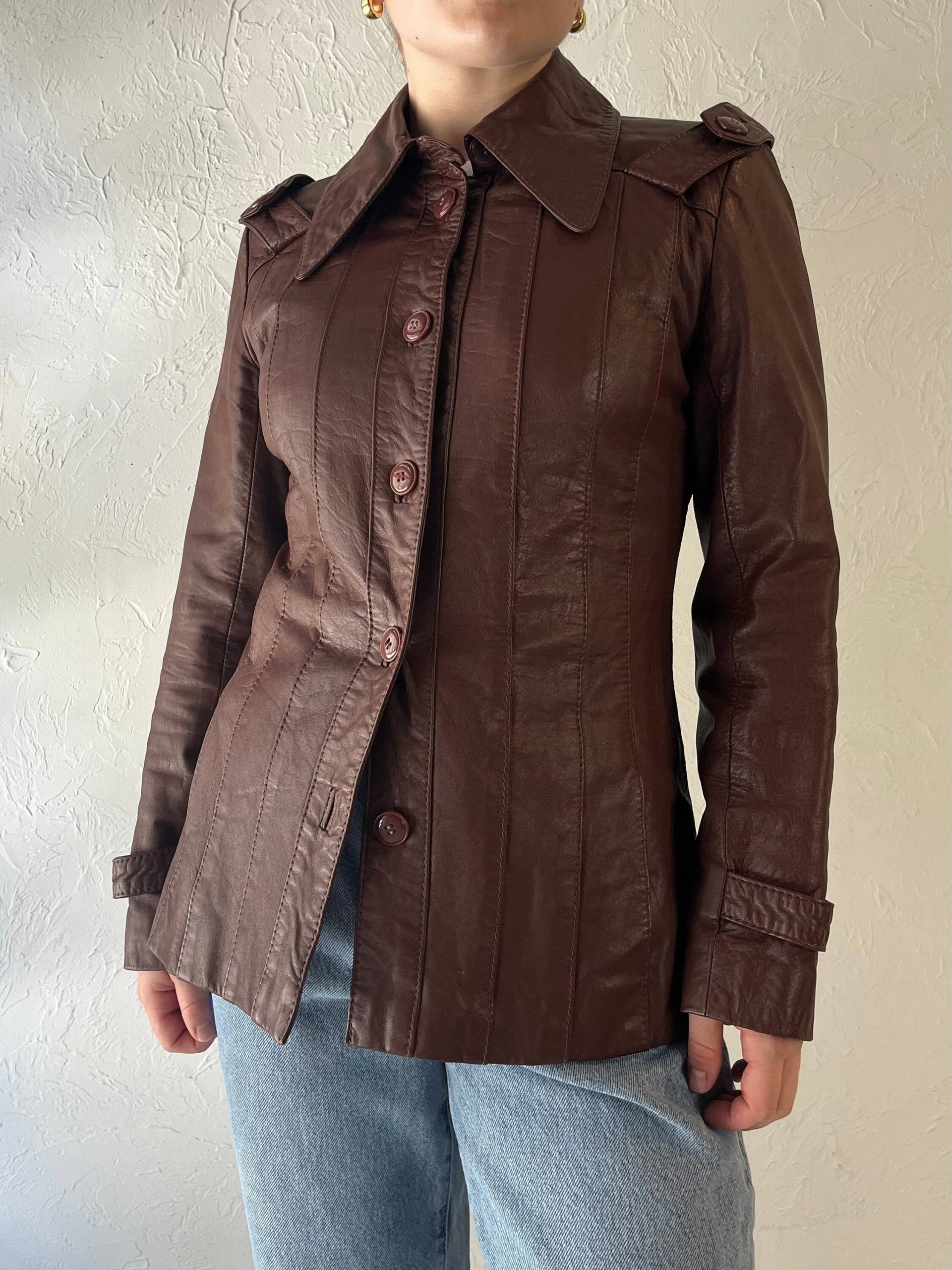 80Er "Pbd' Braune Lederjacke/Xs von TheWildHoneyShop