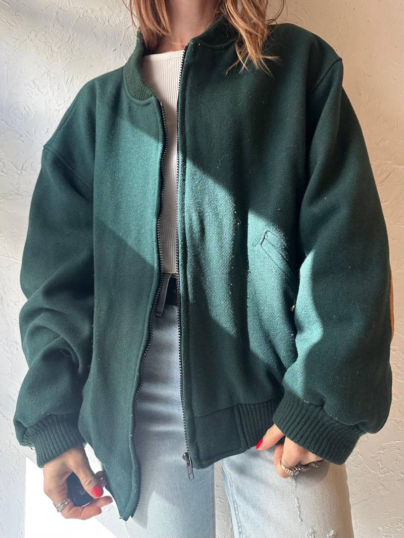 80S "Eddie Bauer' Grüne Bomberjacke Aus Wolle/Large von TheWildHoneyShop