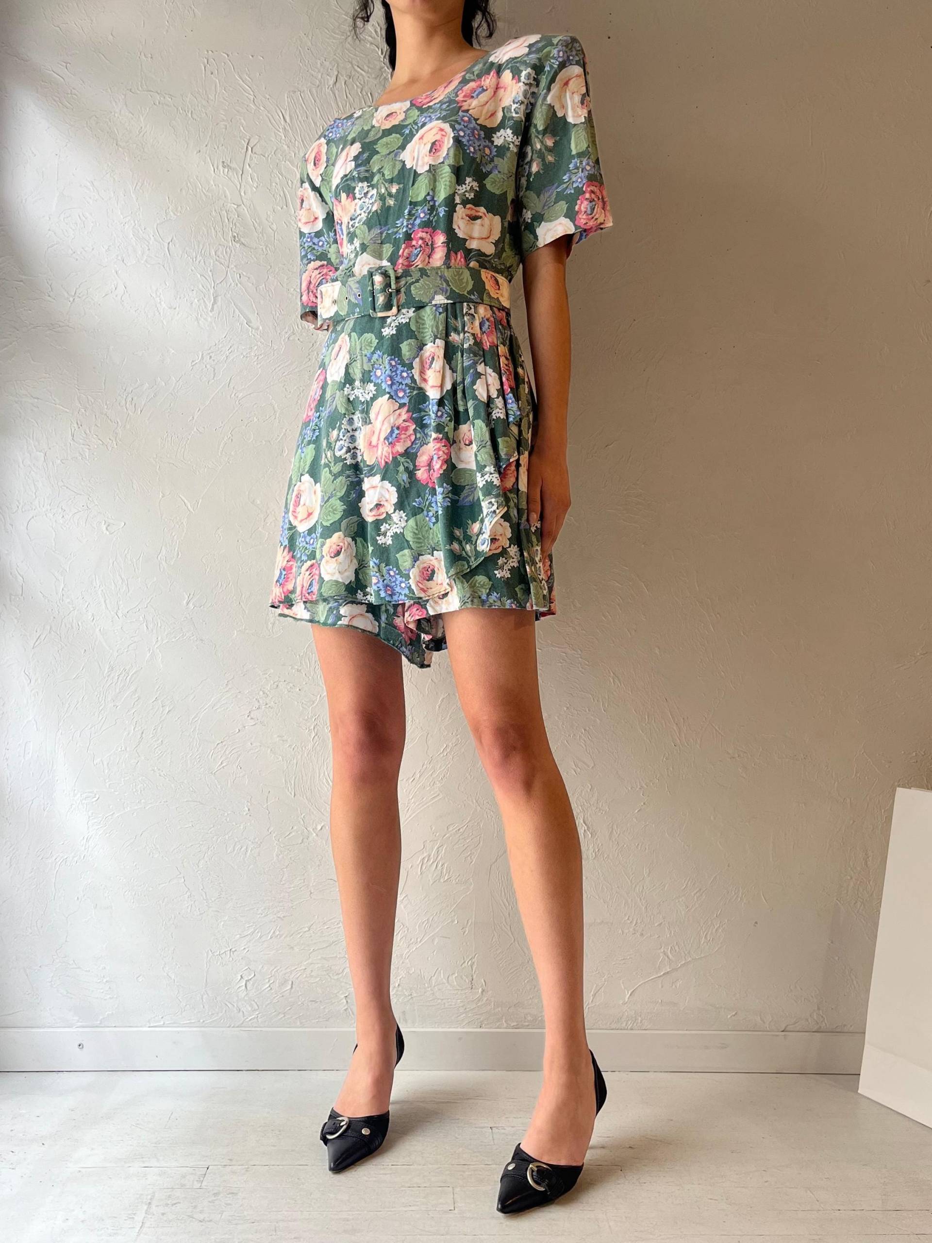 "80S "Fairweather" Grün Geblümter Strampler/Medium." von TheWildHoneyShop