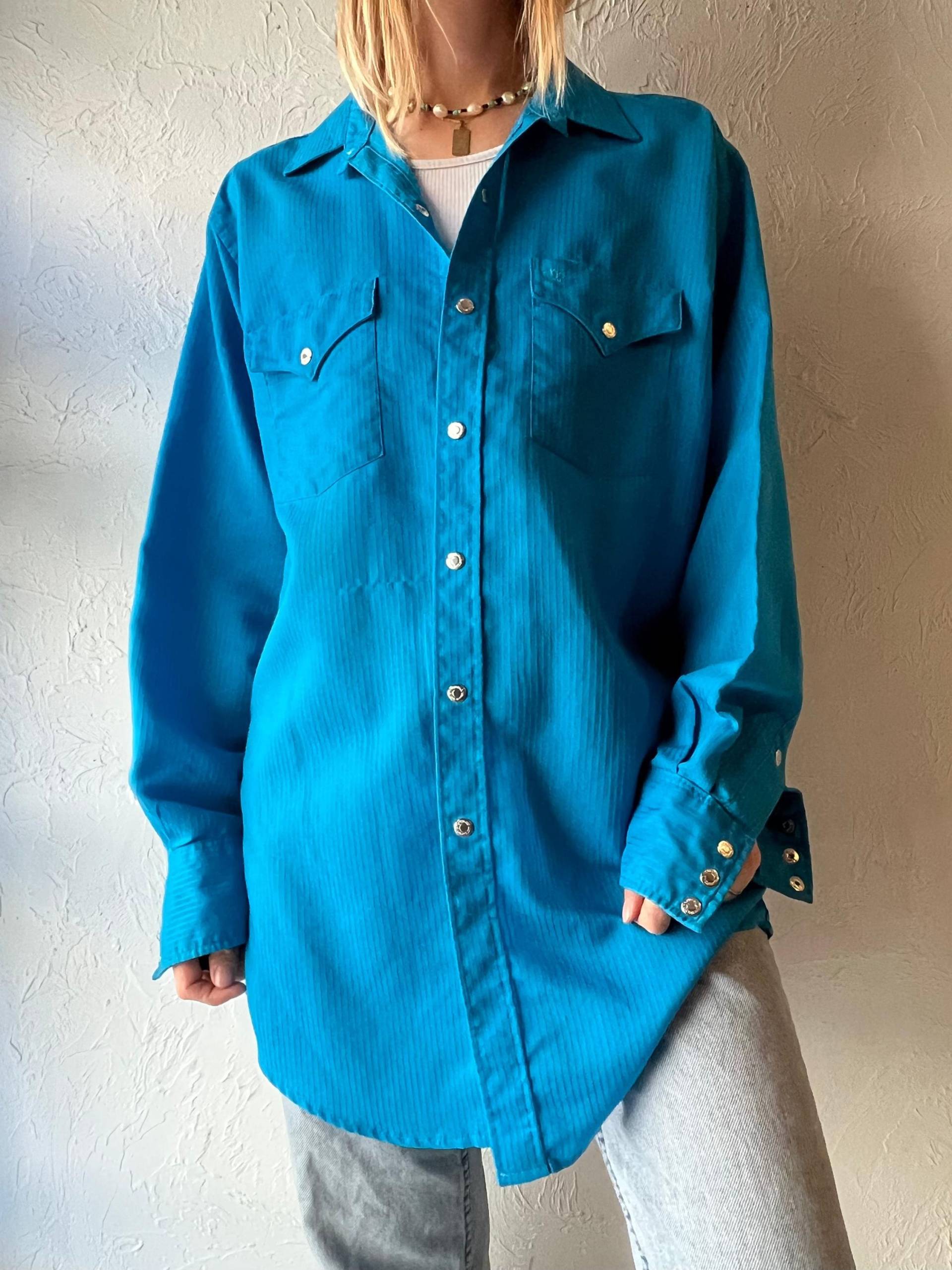 80S "Mwg' Westernhemd in Blau/Large von TheWildHoneyShop